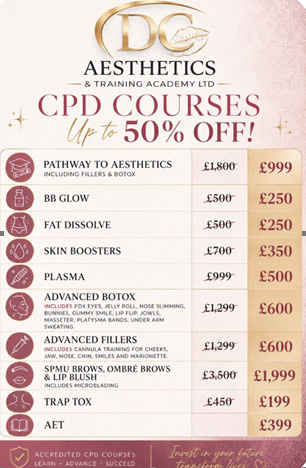 Advance Your Career in Aesthetics: DC Aesthetics & Training Academy’s CPD Course Promotion
