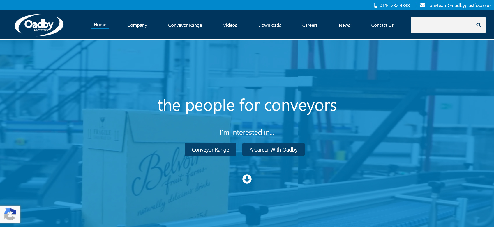 Oadby Conveyors Website Screenshot 001