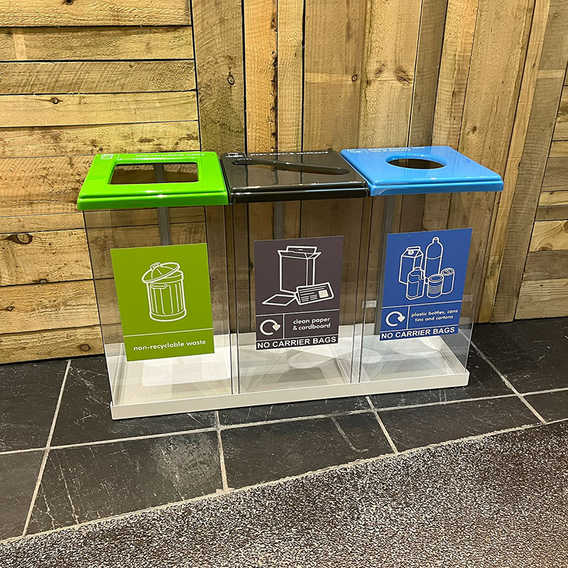 Internal Box Cycle Triple, Three waste stream Recycling Bin