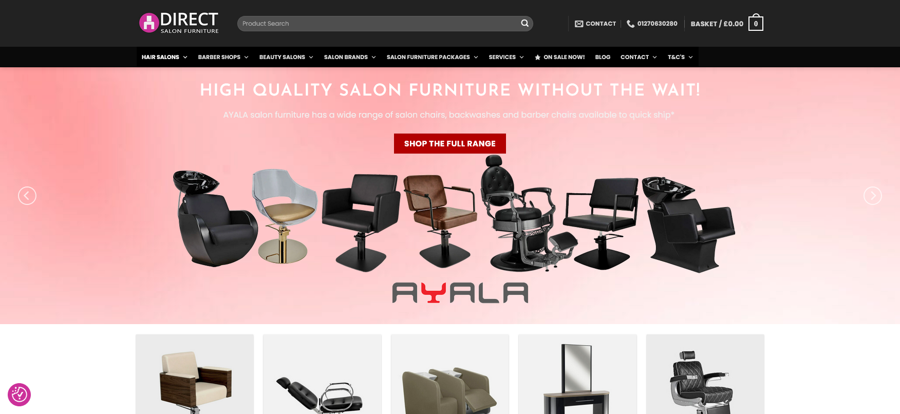 Direct Salon Furniture Website Screenshot 001