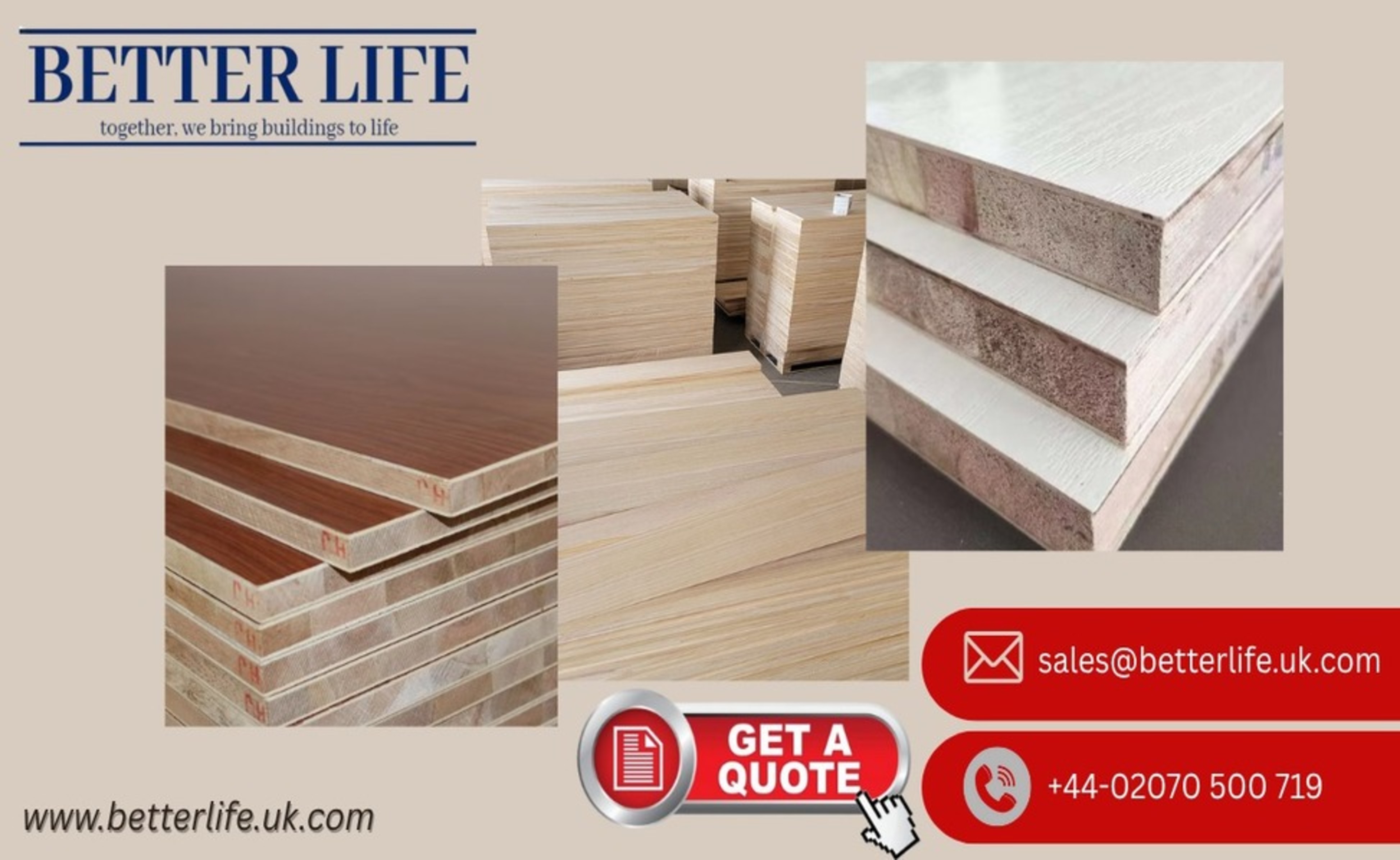 Better Life plywood and laminated boards with contact details