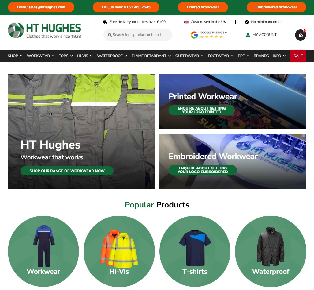 H T Hughes overalls and workwear