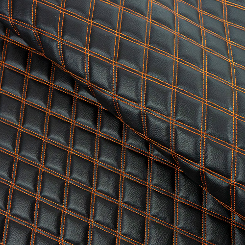 Quilted Vinyl - Bentley Stitched Vinyl Double Diamond Narrow Design. Orange