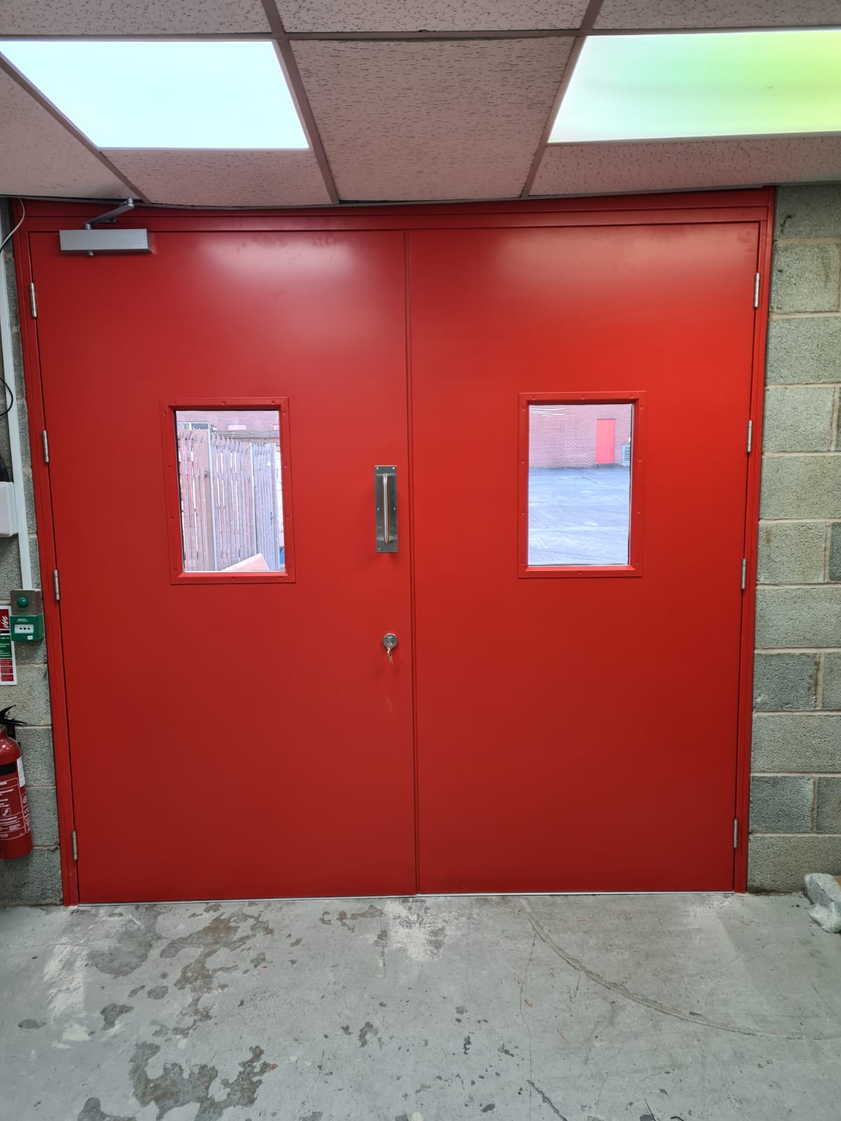 Steel doors with vision panels