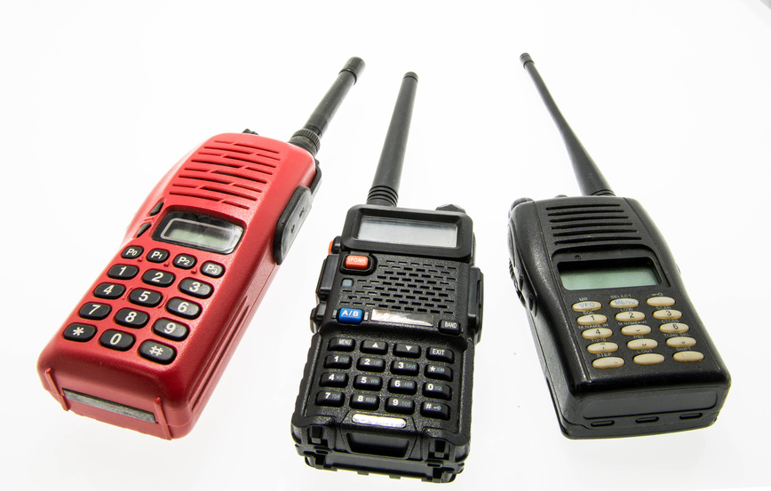 Three different walkie-talkie two-way radios