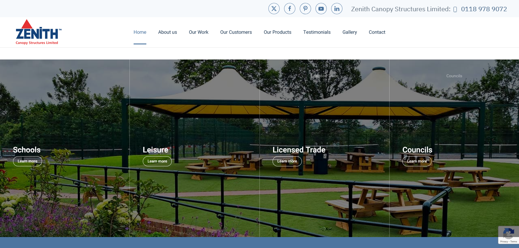 Zenith Canopy Structures Ltd Website Screenshot 001