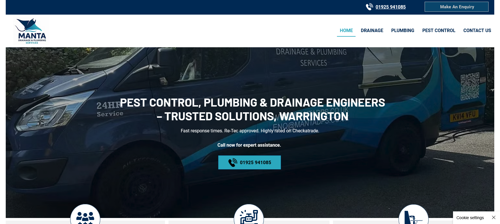 Manta Drainage & Plumbing Services Ltd Website Screenshot 001