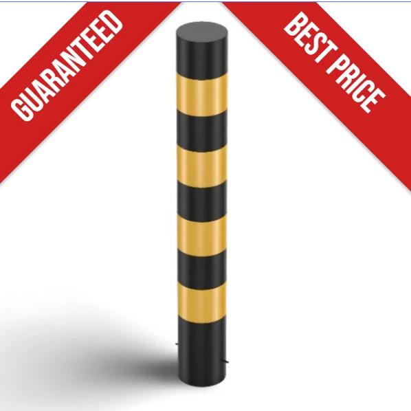 Black Yellow Service Yard Bollards