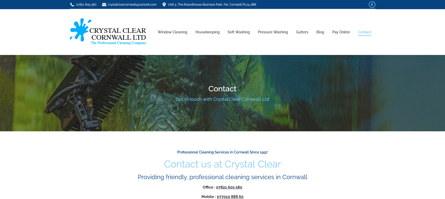 Crystal Clear Cornwall Ltd Website Screenshot 001