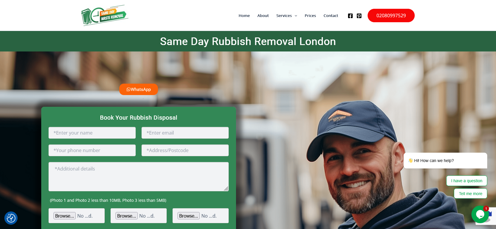 Same Day Waste Removal Website Screenshot 001