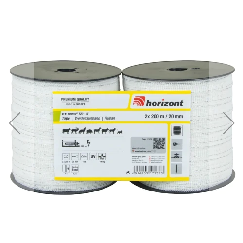 FARMER T20-W, Tape 20mm by 200m Double Pack - White