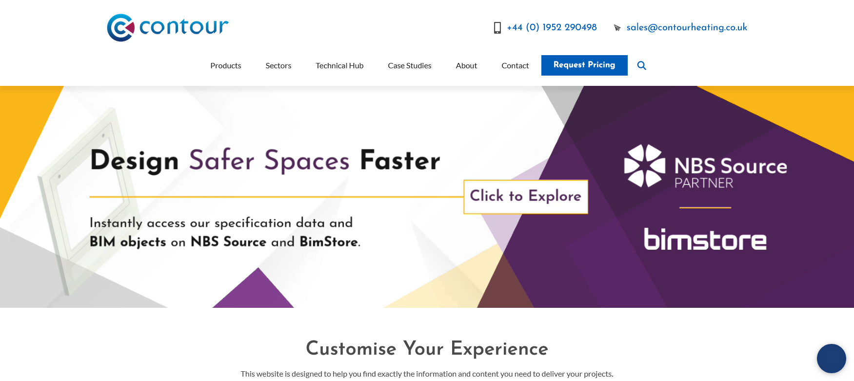 Contour Heating Products Website Screenshot 001