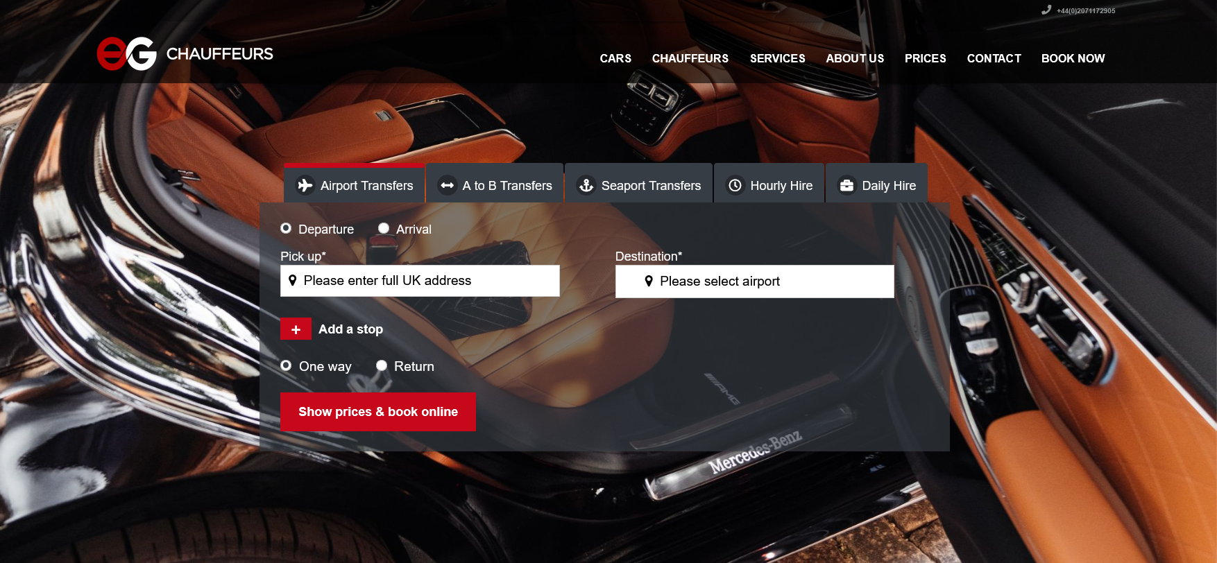 EG Chauffeurs Website Screenshot 001