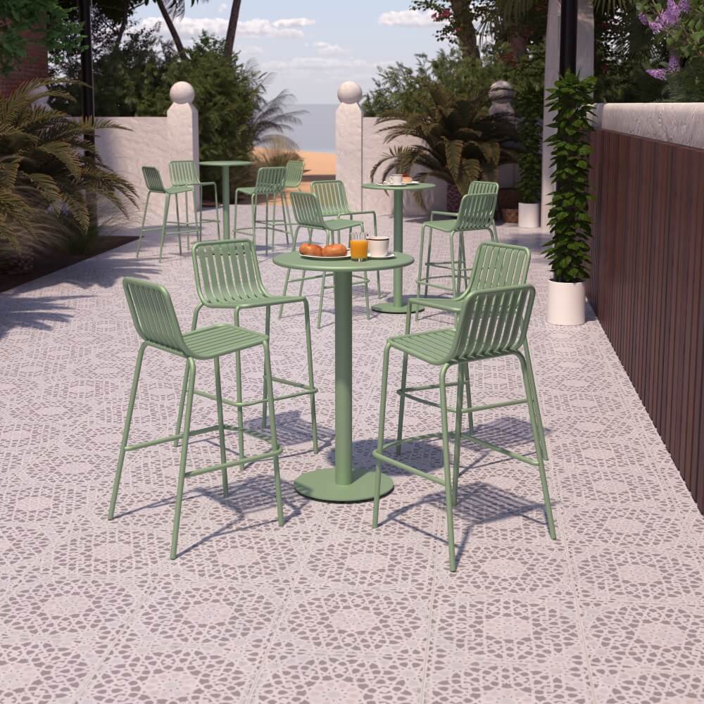 Breeze Bar Stools and Poseur Tables - Fair Green