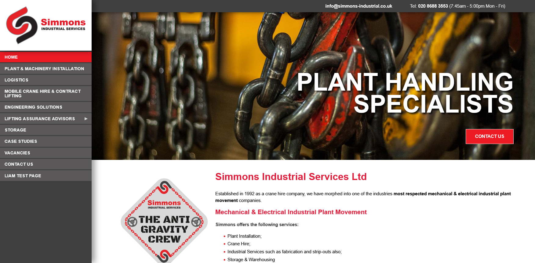 Simmons Industrial Services Website Screenshot 001