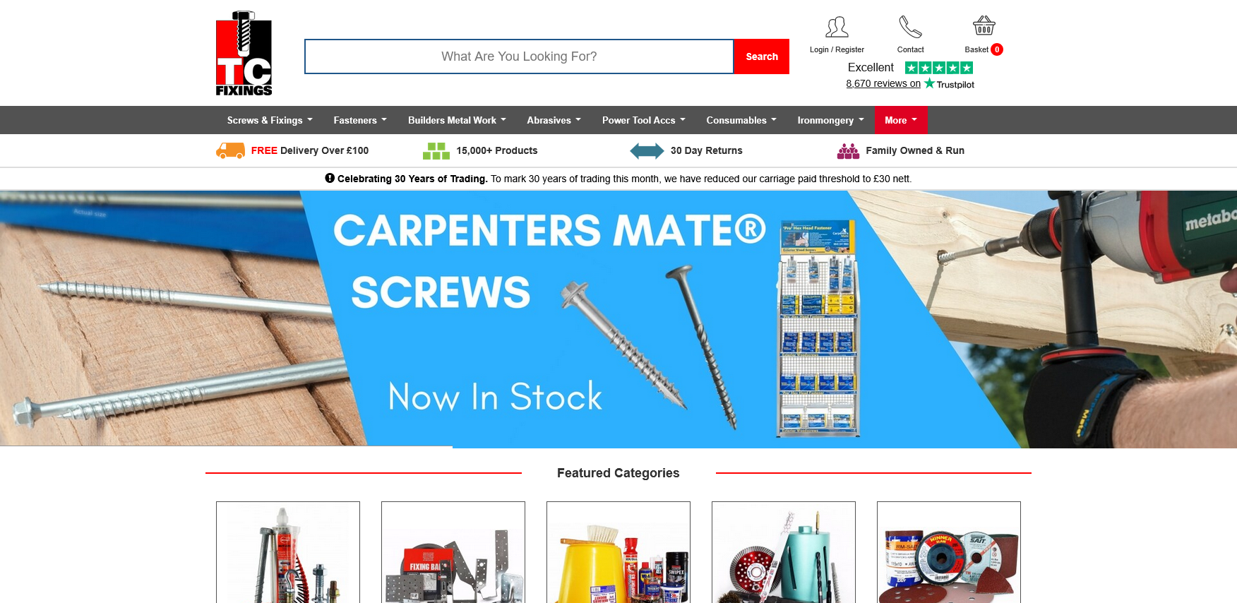 TC Fixings Ltd Website Screenshot 001