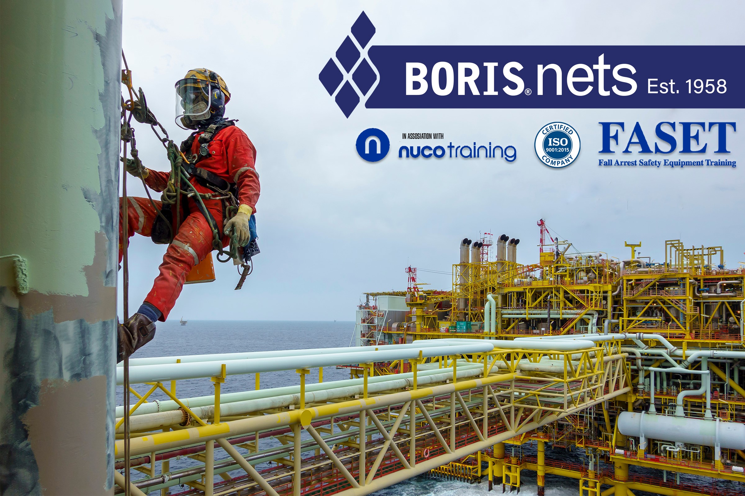 Offshore rigging training course - Boris Nets FASET accredited fall arrest and safety equipment training on an oil platform.