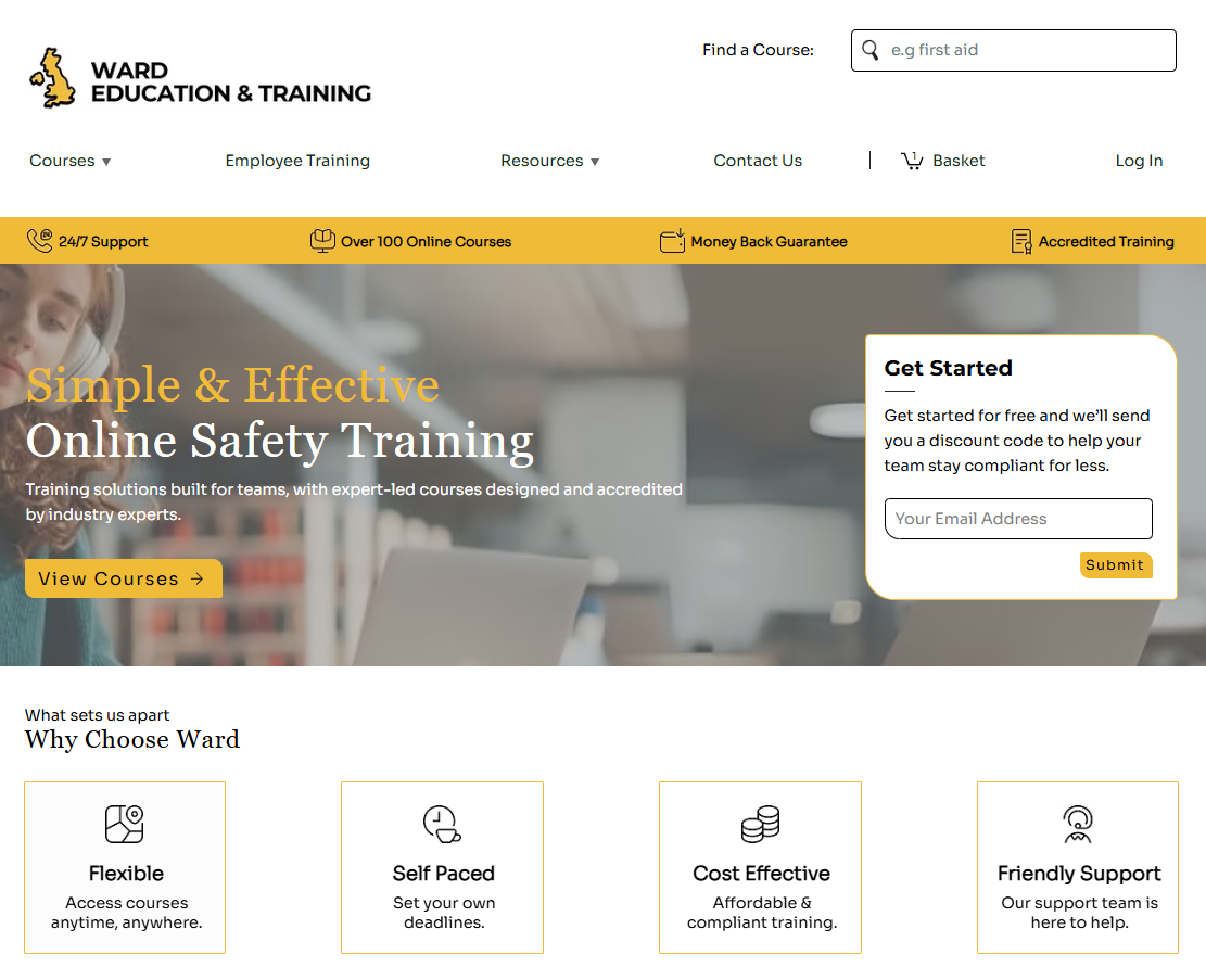 Ward Education Limited Website Home Page