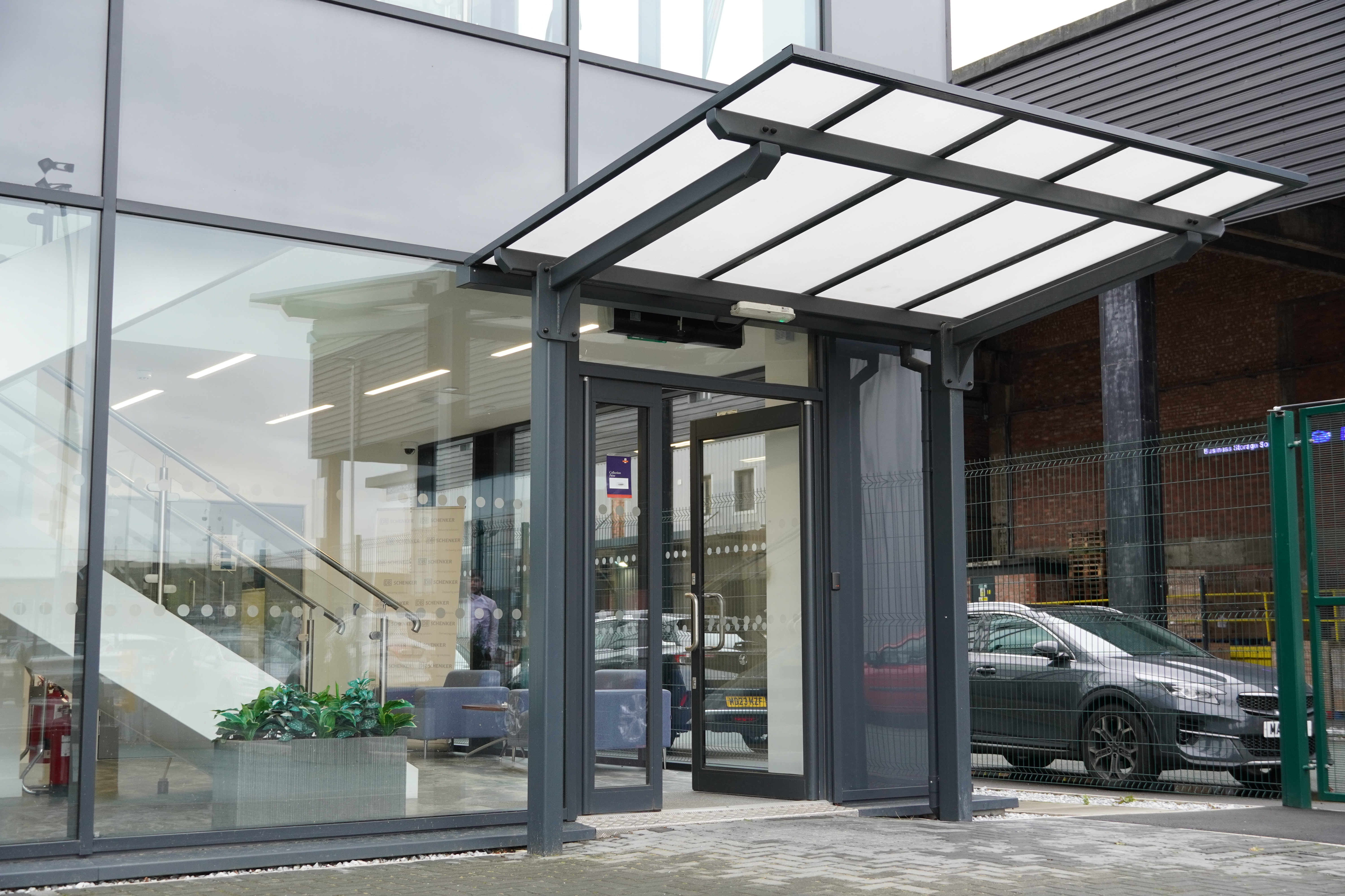 straight roof entrance canopy