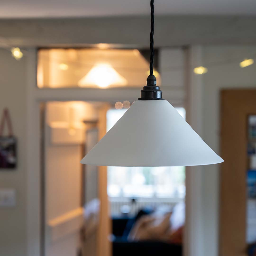 Coolie Ceramic Shade Pendant Light in a farmhouse