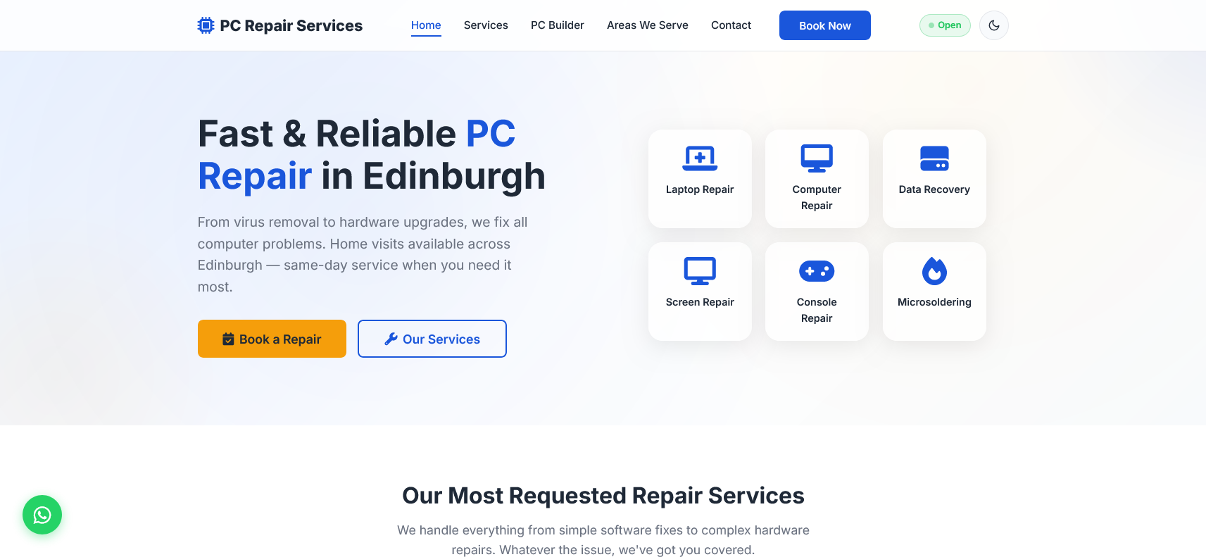 PC Repair Services Website Screenshot 001