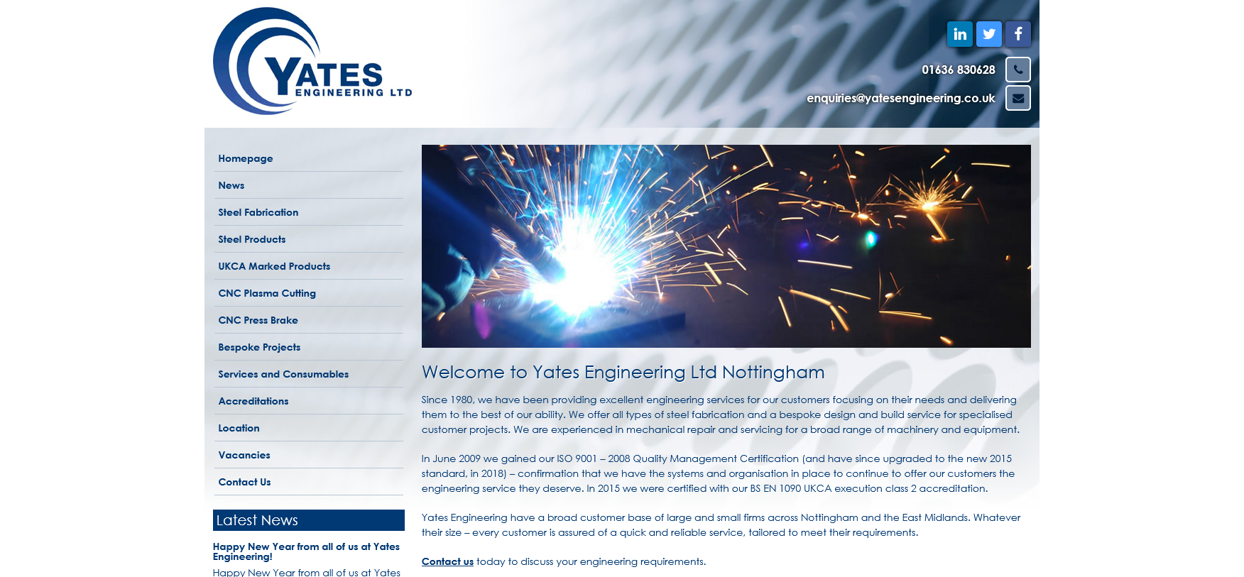 Yates Engineering Ltd Website Screenshot 001