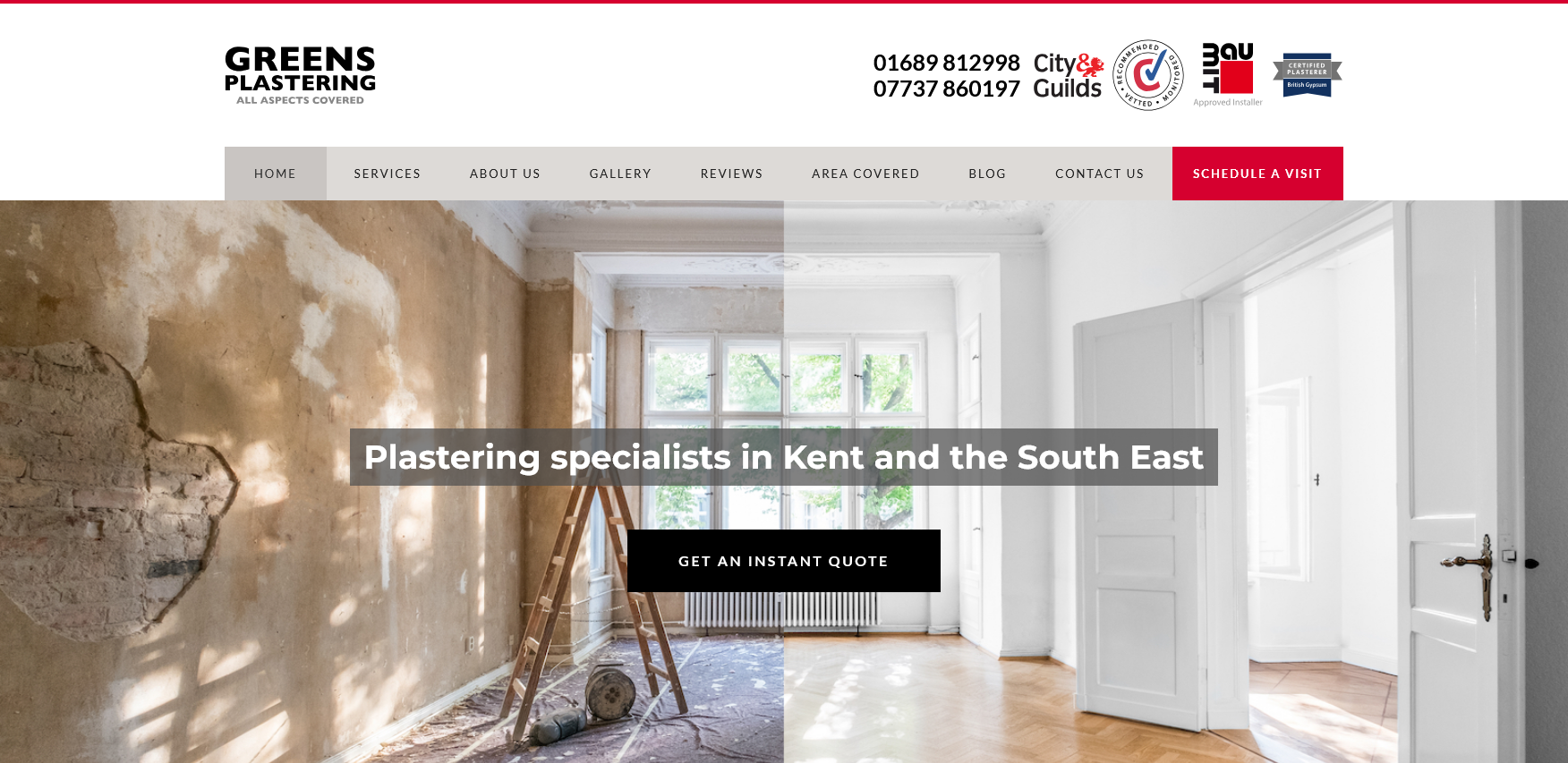 Greens Plastering Website Screenshot 001