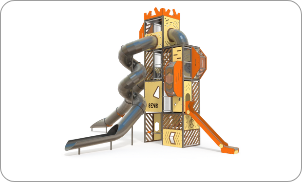 Aerial Transparent Tower with Double Tube Slides