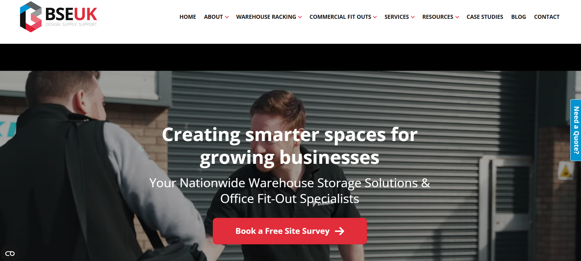 BSE UK homepage warehouse storage and warehouse racking