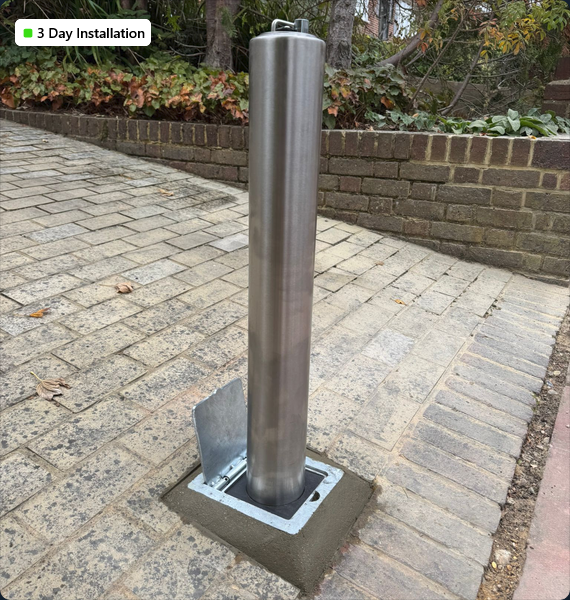 Large Stainless Steel Telescopic Driveway Bollard in Surrey