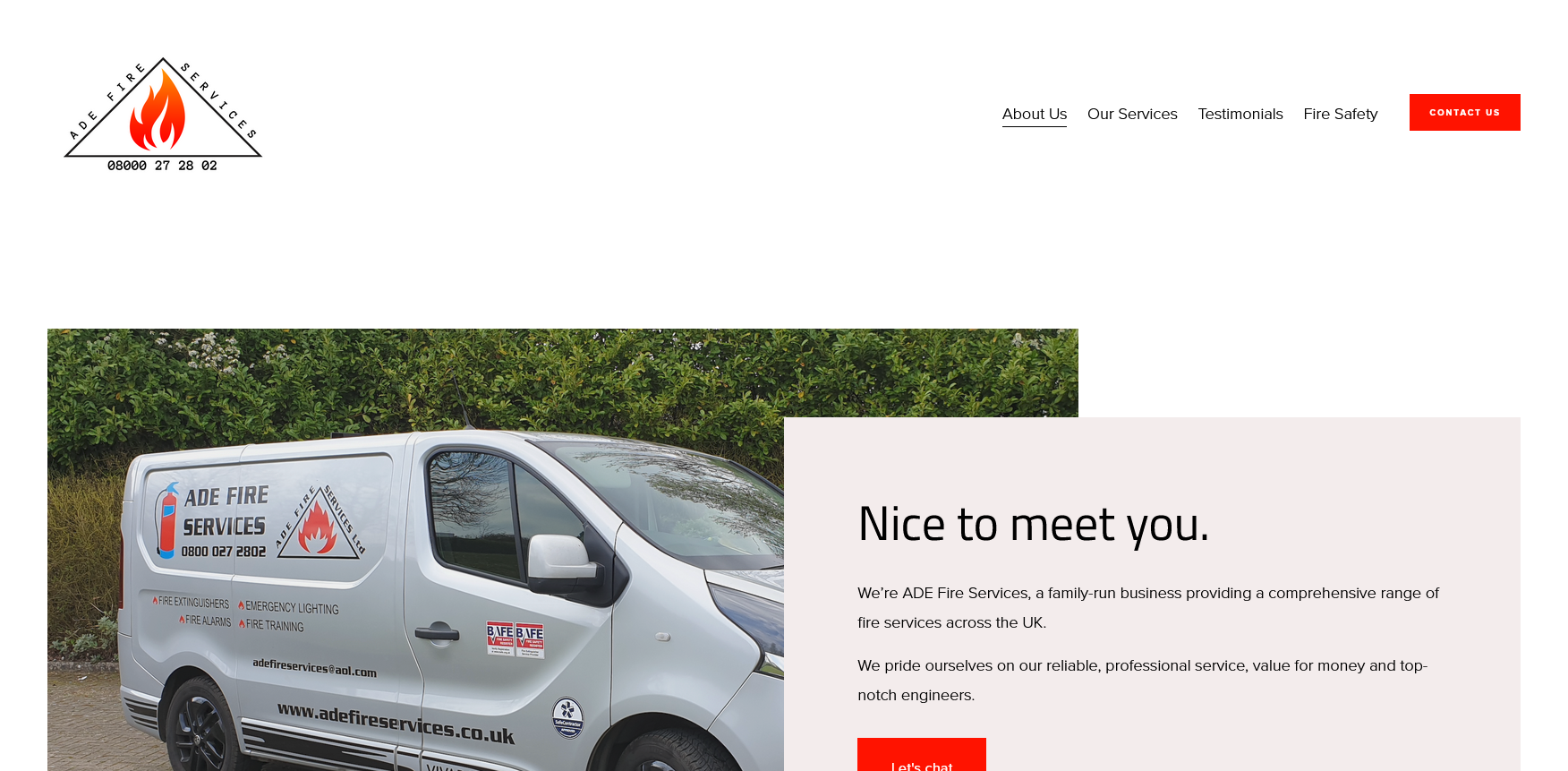 ADE Fire Services Website Screenshot 001