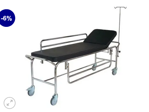 Chromed Stretcher with Castors & Railing