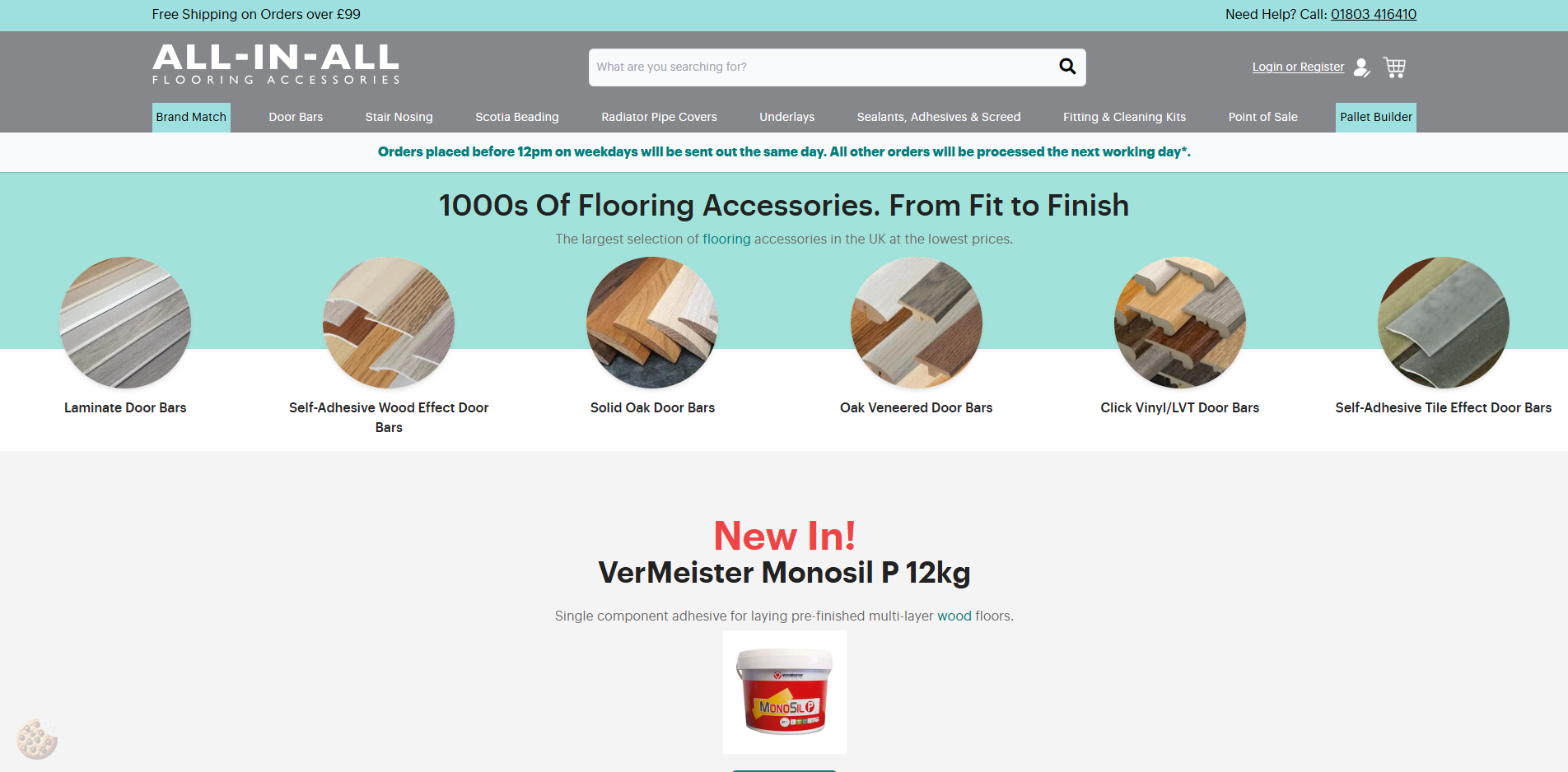 All-in-all Flooring Accessories website homepage