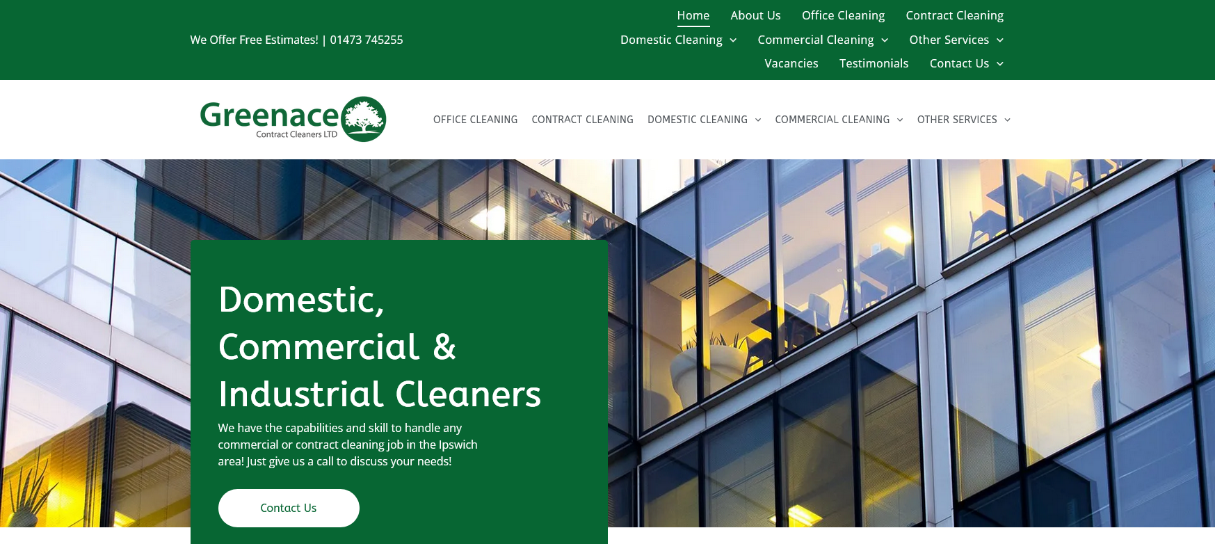 Greenace Contract Cleaners Ltd Website Screenshot 001