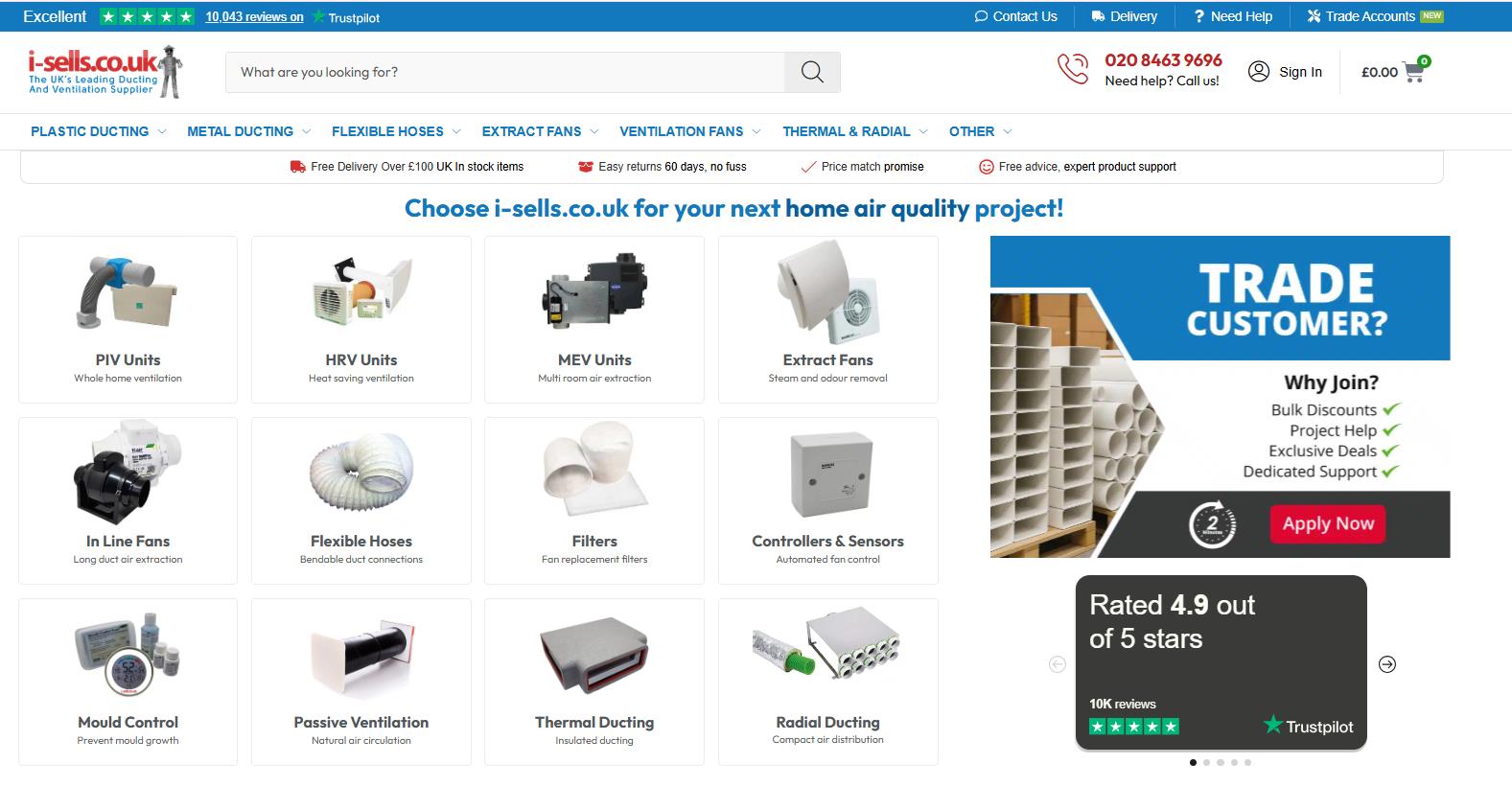 i-sells website homepage