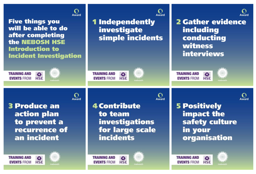 94% of learners recommend the NEBOSH HSE one-day incident investigation qualification