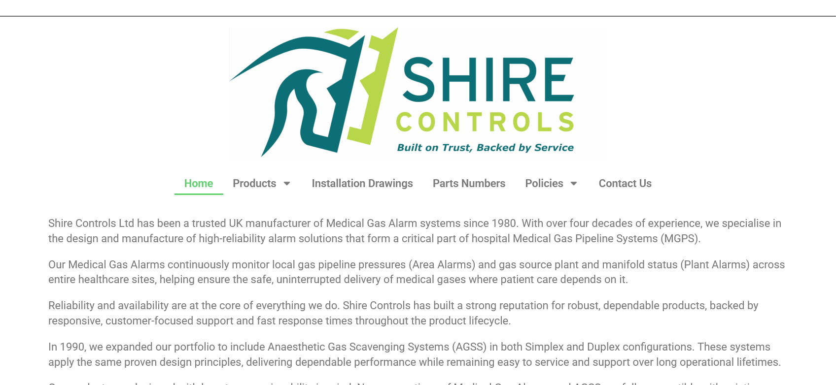 Shire Controls Ltd Website Screenshot 001