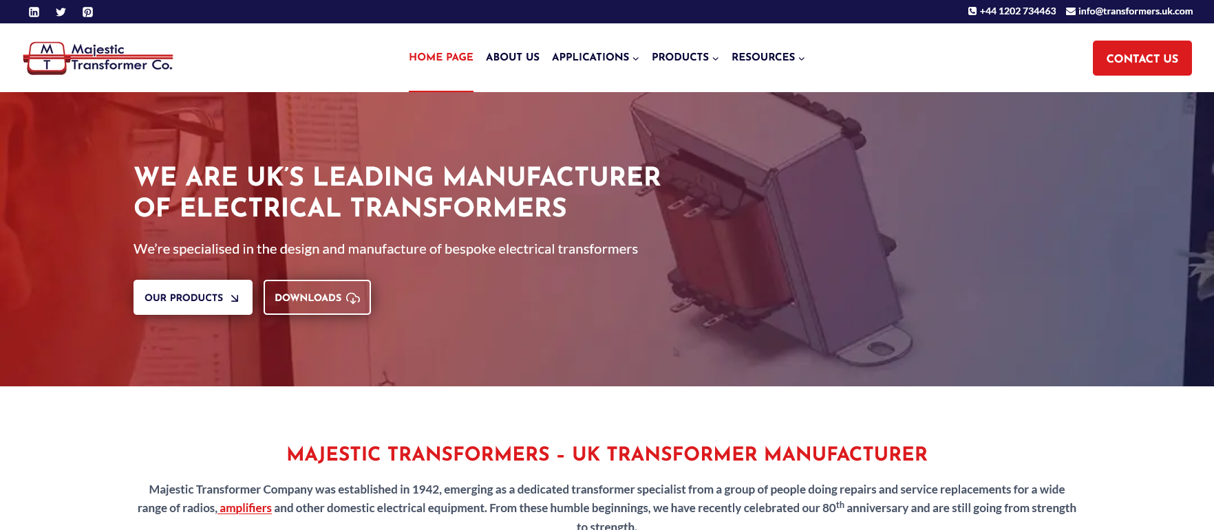 Majestic Transformer Co Website Screenshot 001