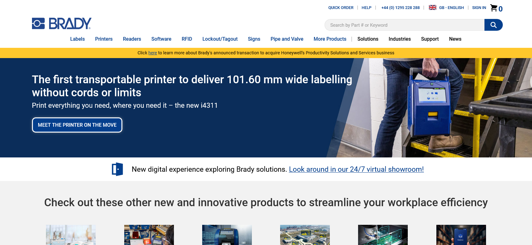 Brady Corporation Website Screenshot 001