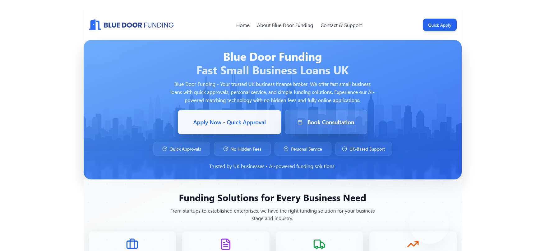 Blue Door Funding Ltd Website Screenshot 001