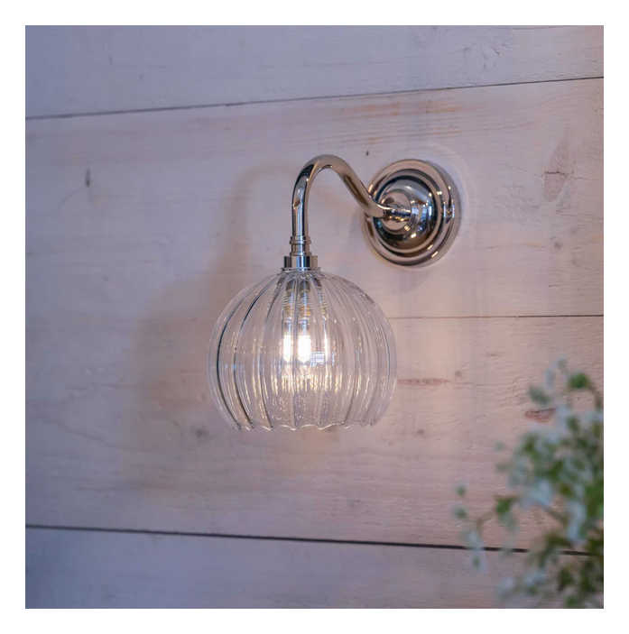 Soho Small Ribbed Glass Shade Bathroom Wall Light