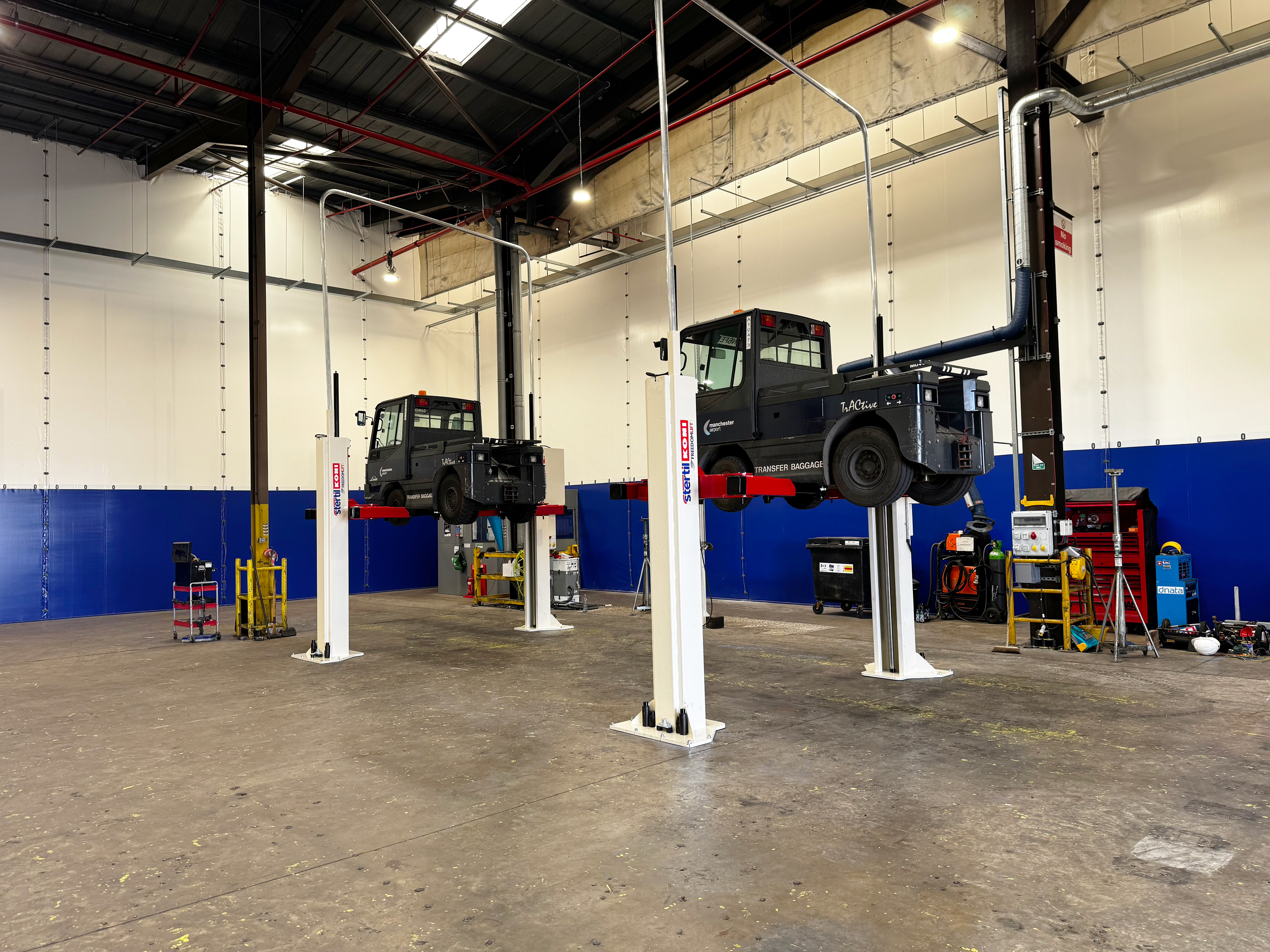 Manchester airport installs Stertil-Koni 2-post lifts for GSE workshop