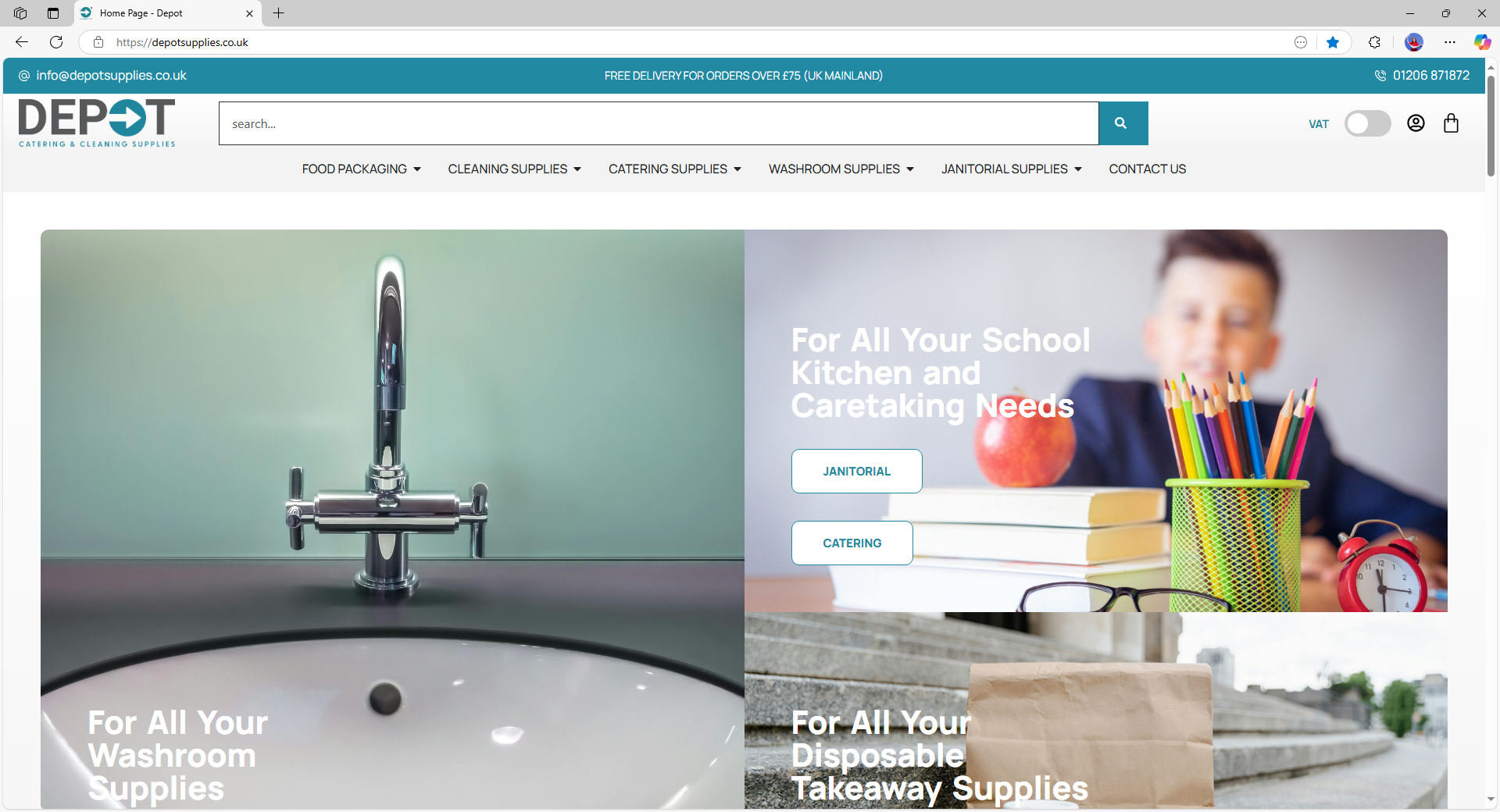 Depot Catering & Cleaning Supplies website front page