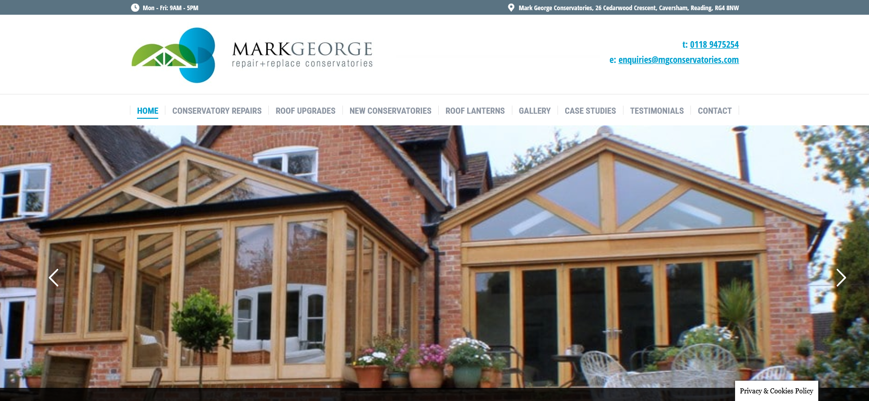 Mark George Conservatories Ltd Website Screenshot 001