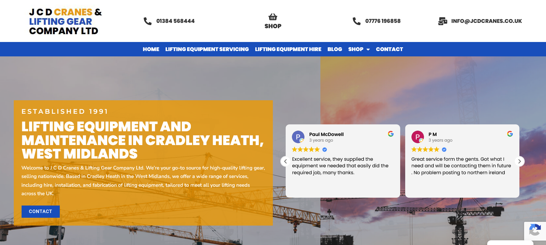 JCD Cranes & Lifting Gear Ltd Website Screenshot 001