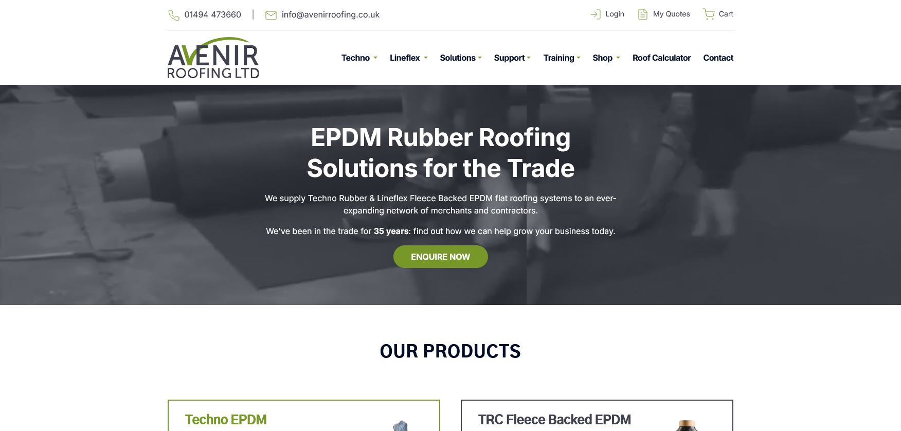 Avenir Roofing Ltd Website Screenshot 001