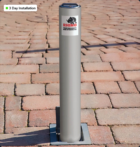 Silver Powder Coated Steel Telescopic Driveway Bollard in Kent
