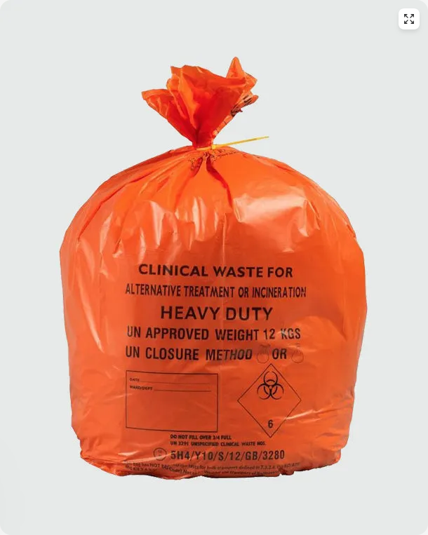 Orange Heavy Duty Clinical Waste Sack - 12kg