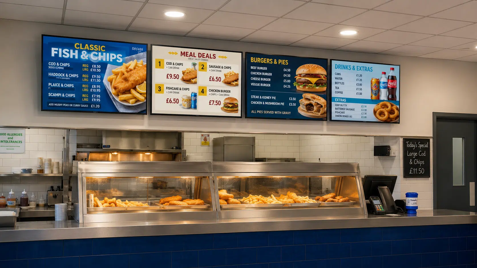 Commercial Digital Menu Boards for Restaurants, Cafés and Takeaways