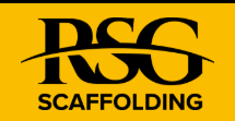 RSG Scaffolding Image with yellow background and black font